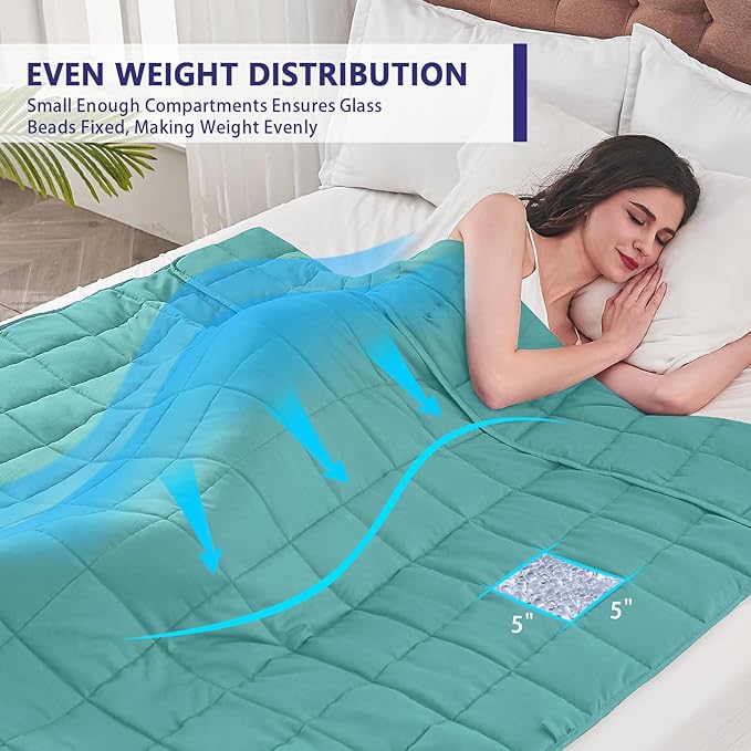 yescool Weighted Blanket for Adults (30 lbs, 88” x 104”, Teal) Cooling Heavy Blanket for Sleeping Perfect for 290-310 lbs, King Size Breathable Blanket with Premium Glass Bead