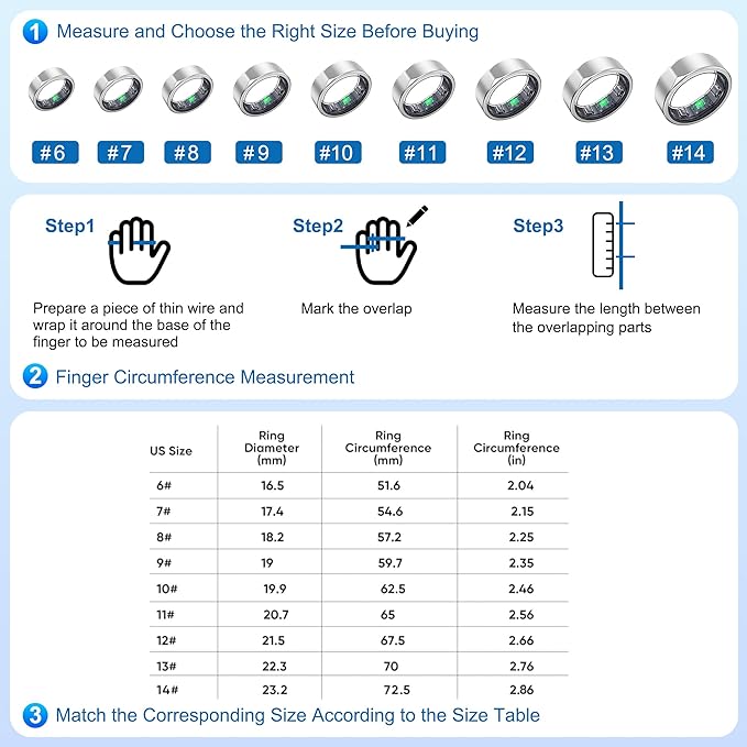 Smart Ring for Women Men - Titanium Fitness Sleep Tracker Ring with Step Counting, Calories, Stress - No Subscription Fee, Compatible with iOS and Android (Sliver, 12)