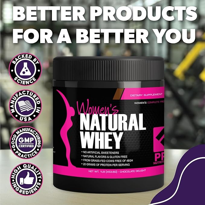 Whey Protein Powder for Women - Supports Lean Muscle Mass - Low Carb - Gluten Free - Grass Fed and Rbgh Hormone Free (16 Ounces (Pack of 1), Chocolate Delight)