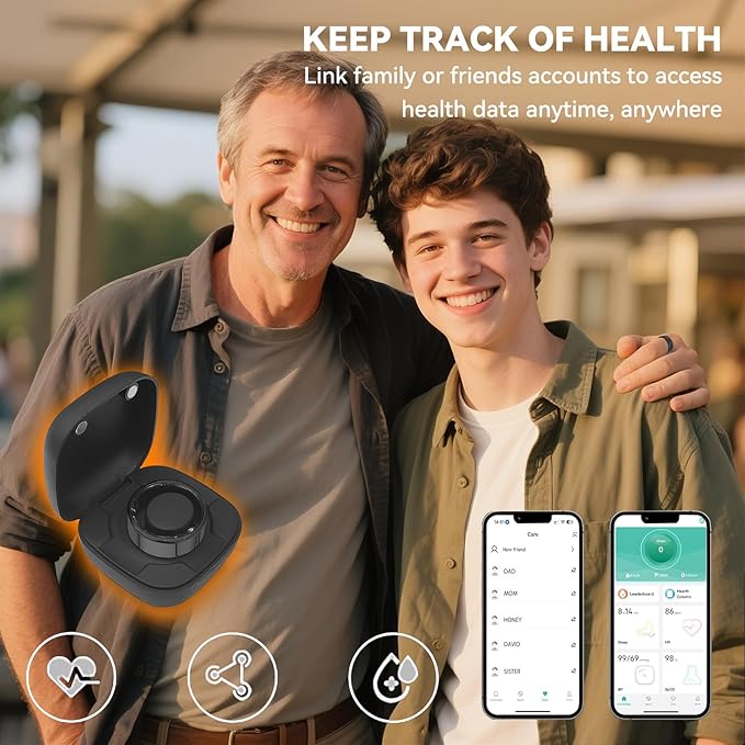 Smart Ring for Men Women with Black Charging Box, Bluetooth, Health Ring , IP68 Waterproof, Fitness Ring Tracks Heart Rate/Sleep/Steps/Sports Activities/Blood Oxygen,non-subscription app (Black, 10)