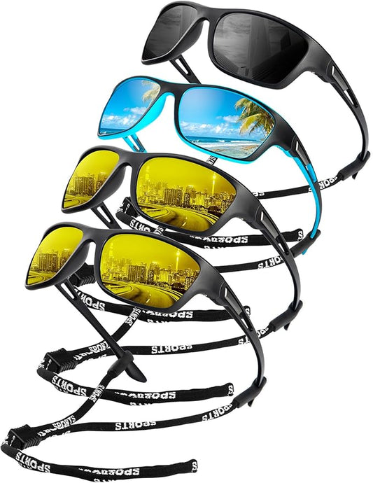 KALIYADI Polarized Sunglasses for Men, Sports Sun Glasses for Driving Cycling Fishing with UV protection