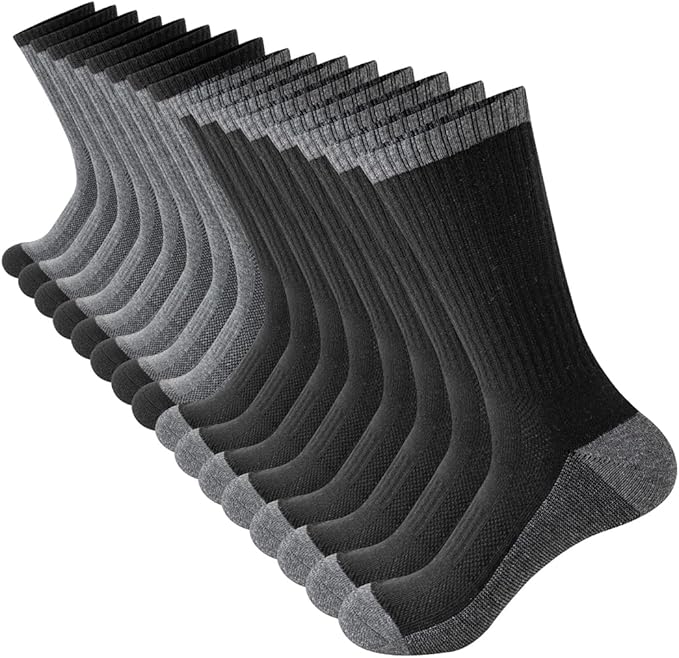 JOYNÉE 8 Pairs Mens Breathable Athletic Crew Socks Arch Support Cushioned Socks for Hiking Sports Running,Sock Size:10-13