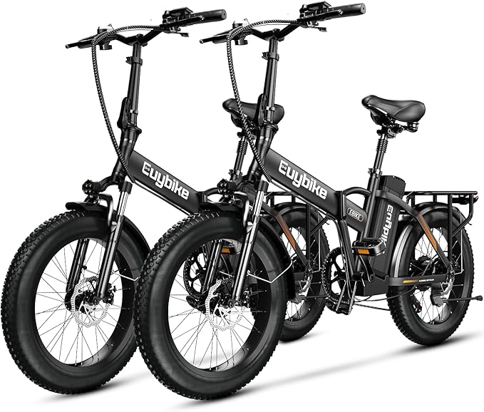 1000W Folding Electric Bike, 48V 20AH Large Removable Battery E Bike, 30+MPH, 80 Miles Max Range, 20" Fat Tire Electric Bike for Adults, Adult Electric Bicycles for Commute Beach Snow