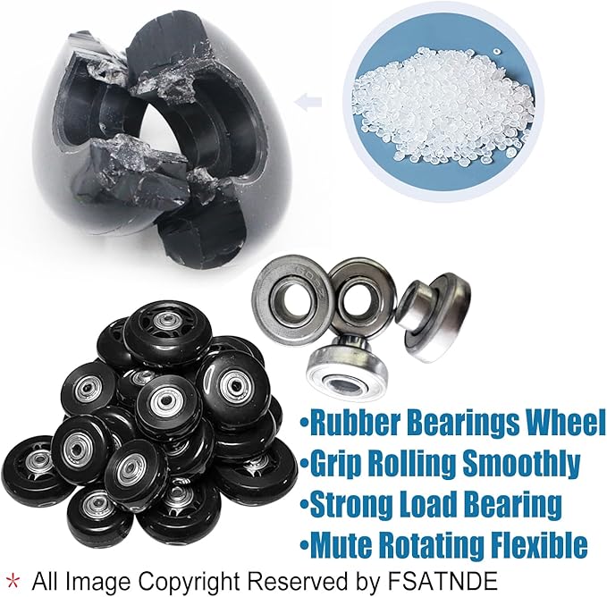 Luggage Suitcase Replacement Wheels Set Suitcase Spinner Wheels 4Pcs PU Bearing Wheels-Install Dia 2in/50mm Width 0.8inch/21mm with 3 Size Axles for Trolley Bag Drawbar Box Smooth Rolling Repair