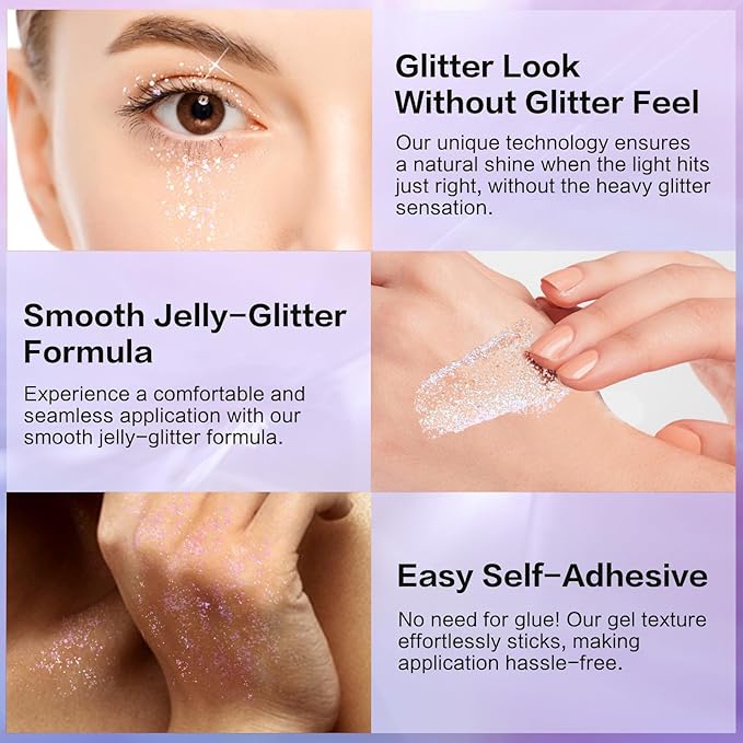 LANGMANNI Holographic Body Glitter Gel for Body, Face, Hair and Lip.Color Changing Glitter Gel Under Light. Vegan & Cruelty Free-1.35 oz (4# Sapphire Blue)