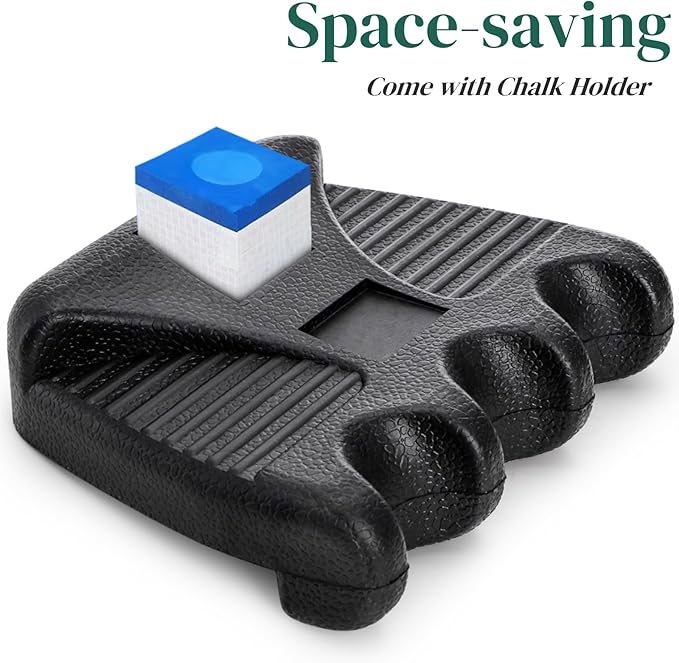 3 Holes Pool Cue Holder, Portable Weighted Pool Stick Holder, Non-slip Cue Rest for Table, Mini Billiard Cue Rack with Chalk Holder