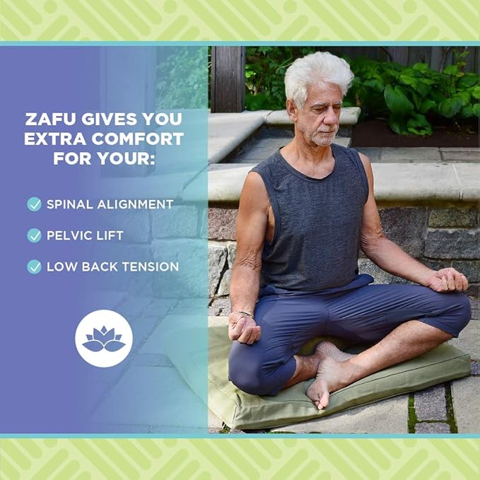 Bean Products Zafu Meditation Pillows for Sitting on Floor, Yoga Cushion, Cotton/Buckwheat Fill Yoga Pillow, Zafu Meditation Cushion, Zen Kneeling Prayer Pad- Made in USA - 14"x18" Oval - Earth