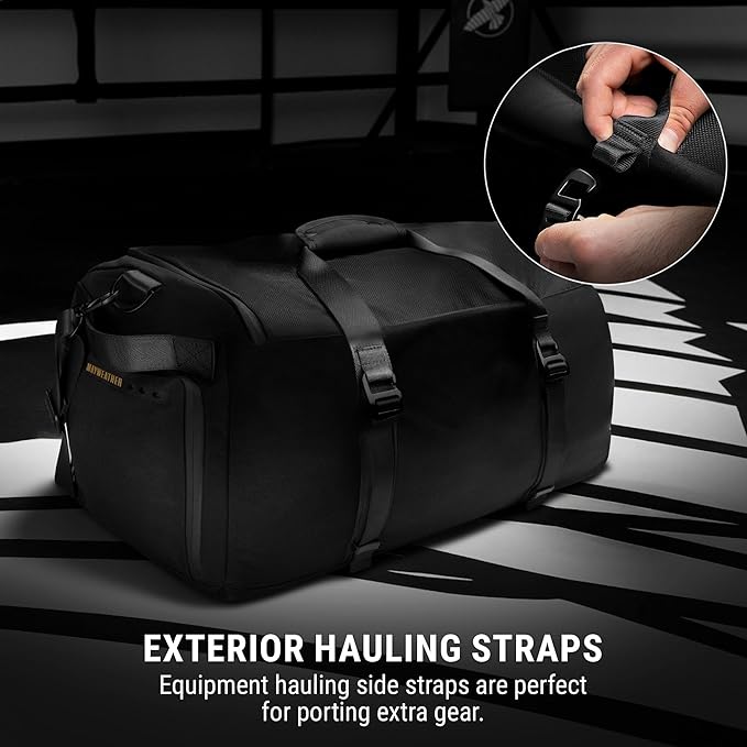 Hayabusa Mayweather Airstream Duffle Gym Bag for Women and Men - Black/Gold, 50L