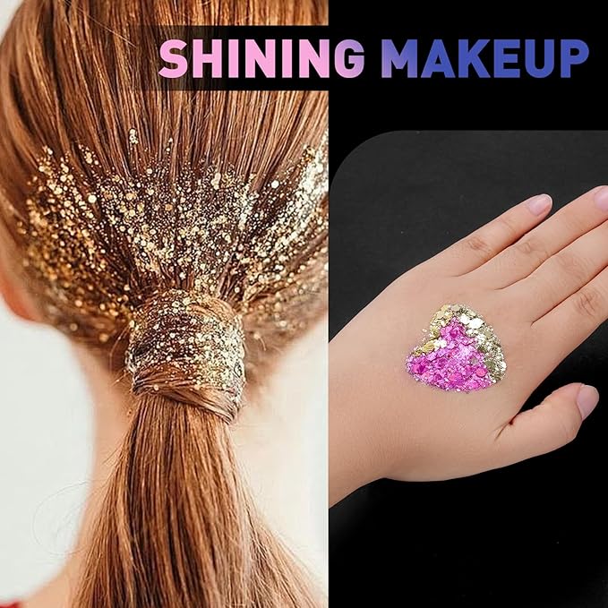 AROIC 40 Colors Body Glitter, Hair Glitter for Kids Women Makeup, Glow in The Dark, Eyeshadow Hair Gel Face Sparkles, Body Makeup for Festivals, Raves, Anime Cosplay, Concerts Festival Face Paint
