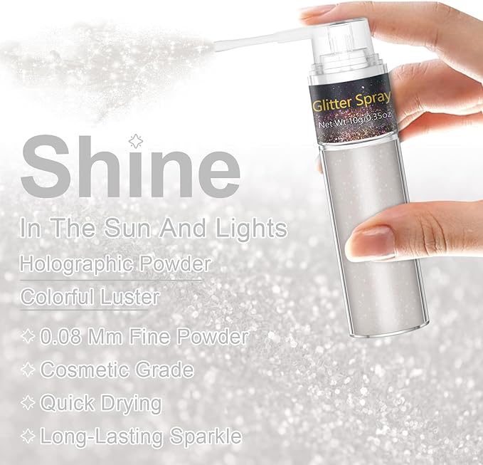 Hair and Body Glitter, 1PC Peal White Hair Glitter Extra Fine Face Shimmer Powder for Clothes, Festival Loose Sparkle Powder for Rave Clothes Nail Art Easter Halloween Crafts (Peal White)