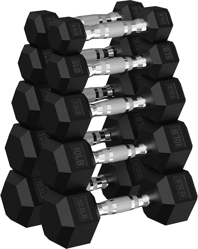 Hex Dumbbell Set, 30-480 lb Set Rubber Encased Exercise & Fitness Dumbbells, Weights Dumbbells Set, Hand Weight for Strength Training