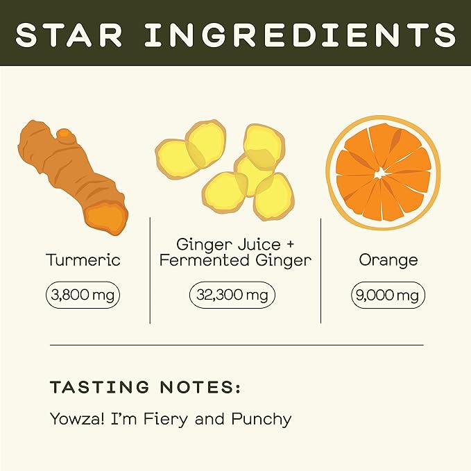 Greenhouse Juice Organic Fiery Ginger Wellness Shots 12-Count 60ml Glass Bottles, Vegan & Gluten-Free