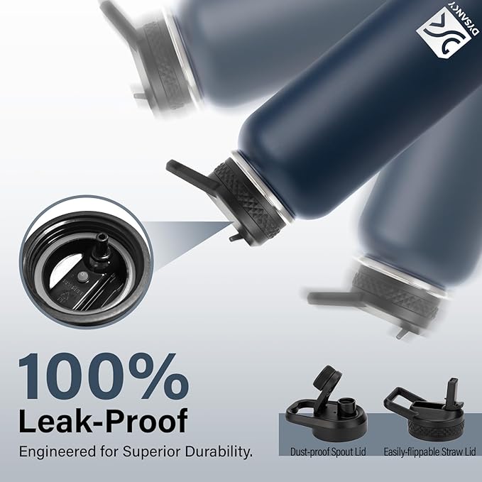 32 oz Insulated Water Bottle | Thickened Stainless Steel Vacuum Metal | Portable Sports Water Jug for Gym and Hiking with Straw, Carrier Bag, Handle Strap | BPA-Free 32 oz