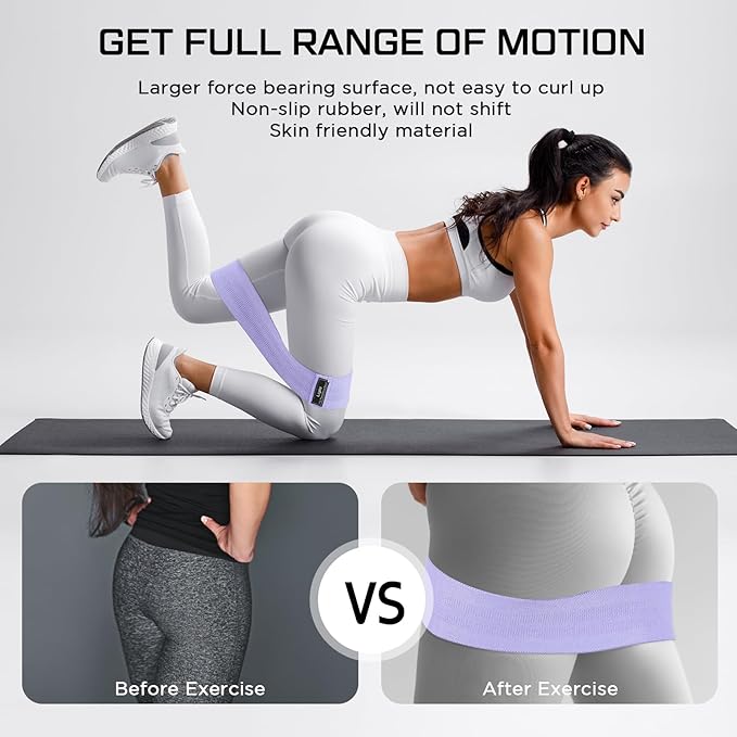 12 Pcs Fabric Resistance Bands for Working Out Booty Workout Stretch Exercise Bands Non Slip for Legs Squat Resistance Loop for Women Men Starter Butt Hip Thigh Fitness