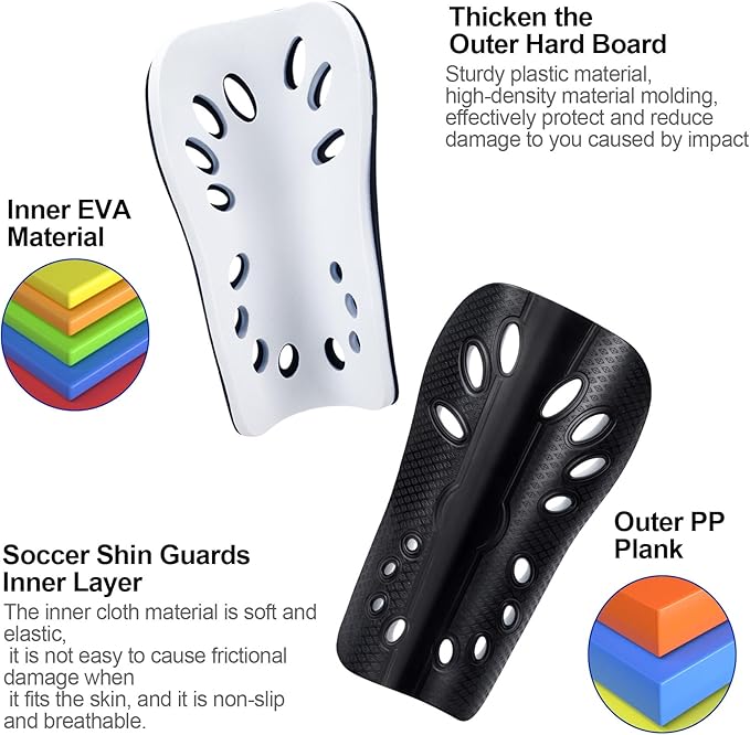 ANCIRS 2 Pair Soccer Shin Guards for Youth, Breathable Shin Guard Sleeves for Football Games, Protective EVA Cushion for Youth Men & Women