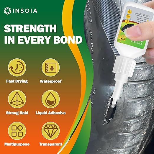 Super Rubber Glue, 20g Heavy Duty Rubber Adhesive for RC Tires, Shoe Soles, Belts, Hoses, Car Seals, Mats, Motorcycle Grips & DIY Repairs ??Quick-Dry, Waterproof, Heat-Resistant CA Glue