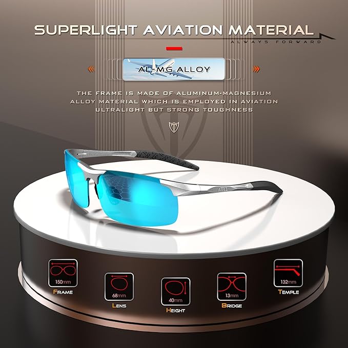 ATTCL Men's Sports Polarized Sunglasses Men for Driving running Fishing Golf - UV Protection Sun glasses Metal Frame