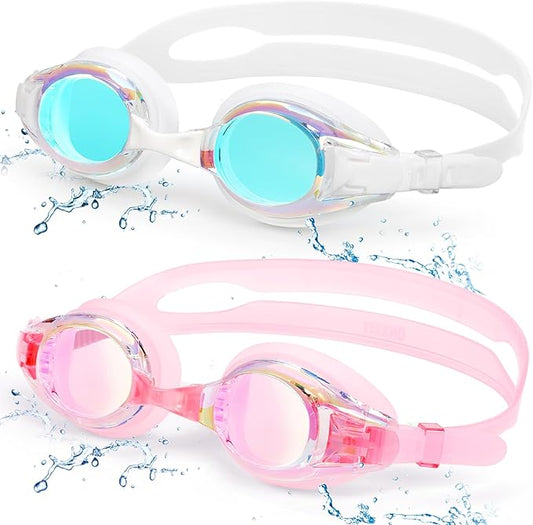 Aegend 2 Pack Kids Goggles, Swimming Goggles for Kids Age 4-16 Boys and Girls Youth, Anti-Fog Waterproof Anti-UV Pool Goggles