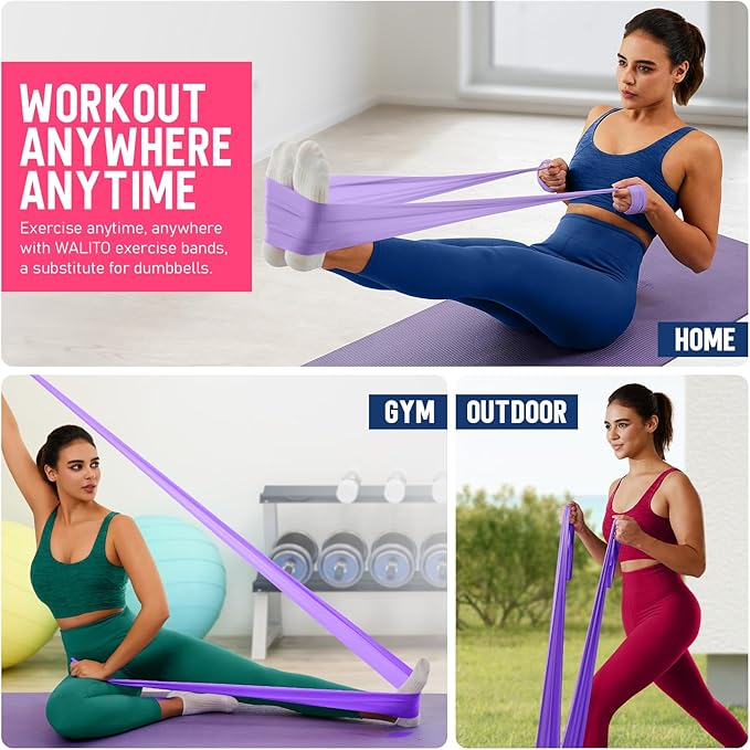 WALITO Resistance Bands for Working Out, Exercise Bands for Women and Men, Workout Bands for Physical Therapy, Stretch, Recovery, Pilates, Rehab, Strength Training and Home Gym