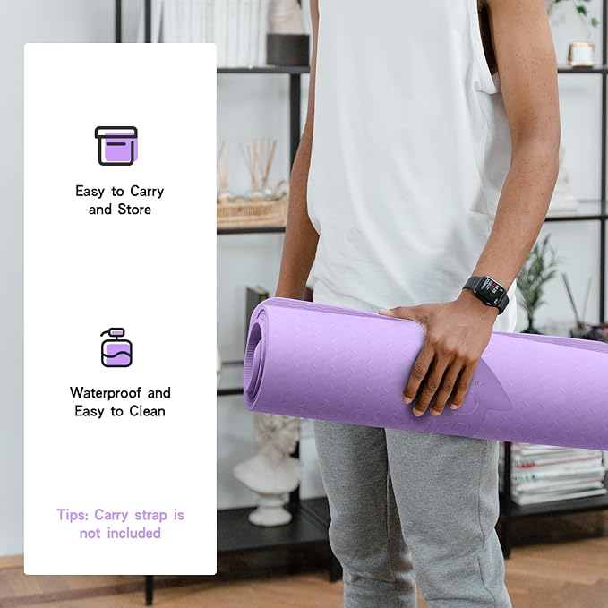 Exercise Equipment Mat for Ab Roller Wheel, Non Slip Abdominal Knee Mat, 6mm Thick Home Gym Floor Pad for Yoga, Pilates, Skipping, 72"L X 24"W X 0.24"Th, TPE