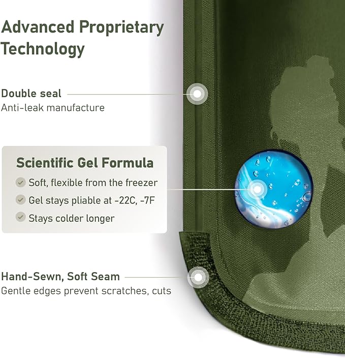 Large Ice Packs for Injuries Reusable - Soft Gel Hot and Cold Packs for Injuries, Hip, Shoulder, Back Pain Relief - 11.5" x 14.5" - Green