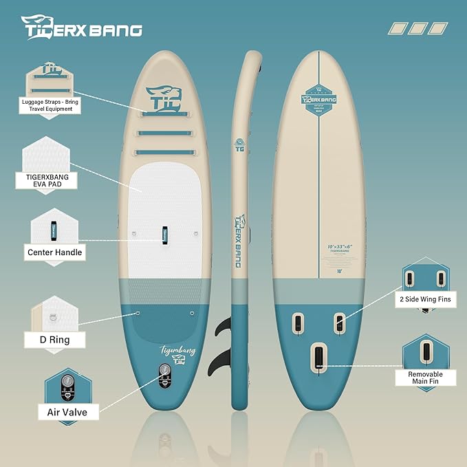 11'6"/11'/10' Inflatable Paddle Board with Complete Accessories, Versatile Premium Paddle Boards for Adults/Youth, Stand Up Paddle Board Polar/Wave/Sunny Wave Collection