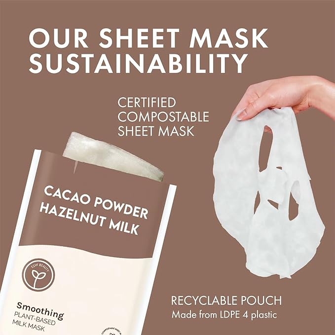 ESW Beauty Cacao Powder – Smoothing Plant-Based Milk Face Mask – Cacao & Hazelnut for Aging & Sensitive Skin – Plumps, Softens & Promotes Youthful Complexion