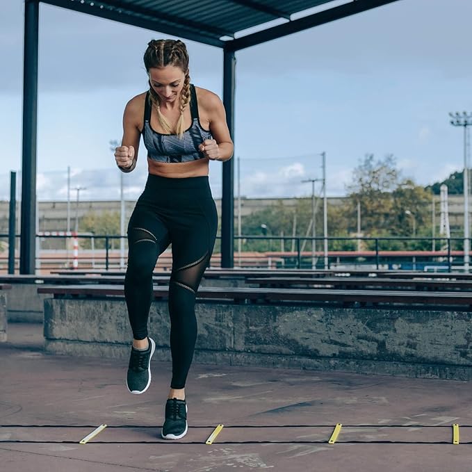 Juvale Agility Ladder Set - 20 ft Adjustable Ladder - 6 Yellow Disc Cones & Resistance Parachute - Football & Soccer Drills - Cones for Sports Training & Running Parachute Speed Training