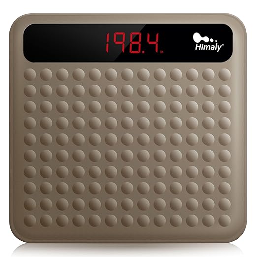 himaly Digital Body Weight Scale Bathroom Scale, Step-On Technology High Precision Measurements Scales with Large Non Slip Silicone Platform and LCD Digital Display, 400lbs/180kg Capacity, Brown