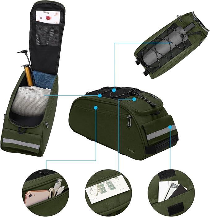 MOSISO Bike Rack Bag, Waterproof Bicycle Trunk Pannier Rear Seat Pouch Cycling Bike Carrier Backseat Storage Luggage Saddle Shoulder Bag