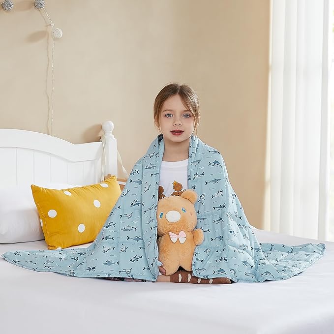 L'AGRATY Weighted Blanket - 40"x60" 7lbs Cooling Breathable Microfiber Material with Glass Beads Small Blanket for All-Season Summer Fall Winter Soft Thick