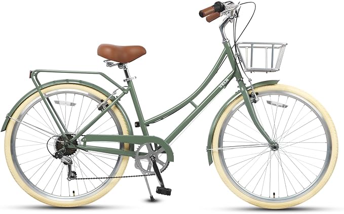 AVASTA Astrid Vela Hybrid Bike for Adult Women Female Lightweight Step Through 26 Inch High Tensile Steel Frame City Commuter Comfort Lady Bicycle, 6-Speed, Multiple Colors