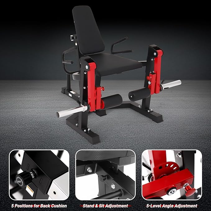 3 in 1 Leg Extension & Curl Machine, Separation Single Leg Extension, Stand Leg Curl, Leg Workout, Adjustable Bench, Plate Storage Rod, Compatible with 1'' & 2'' Weight Plates