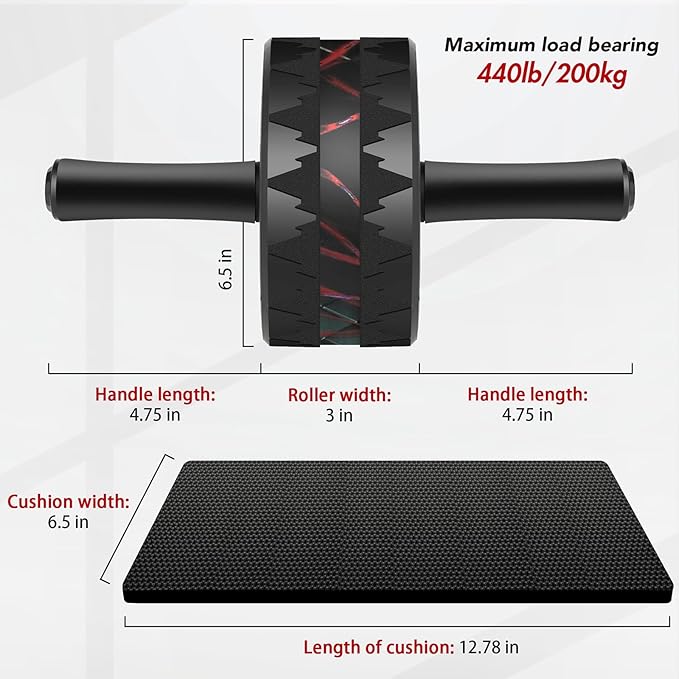 AB Roller Wheel - Ab Roller for Abdominal Workout and Core Strength Training, Portable Ab Wheel Roller Exercise for Men Women Fitness Lover, No Noise Ab Wheels with Thick Knee Pad for Home Gym &Travel