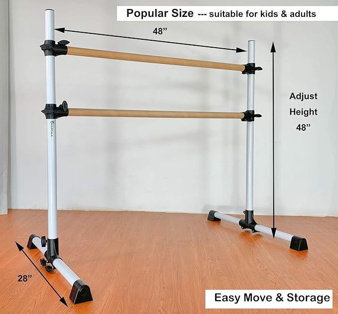 4 Ft Portable Wood Ballet Barre Ballet Bar Dance Barre Freestanding with Carry Bag