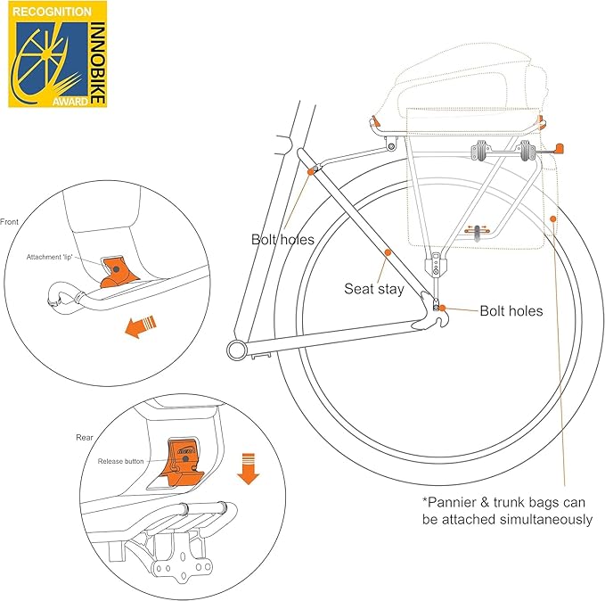 Ibera Bike Rack - Bicycle Touring Carrier Plus+ for Disc Brake/Non-Disc Brake Mount, Fat Tire Bikes, Frame-Mounted for Heavier Top & Side Loads, Height Adjustable for 26"-29" Frames