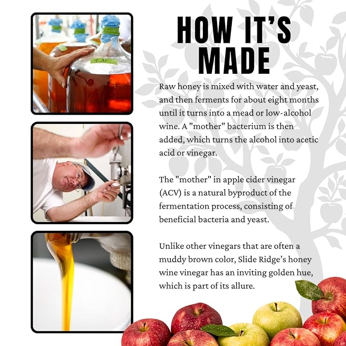 Slide Ridge Martin's Honey Apple Cider Vinegar | Crispy & Sweet | Wellness, Kitchen, & Household Staple | 16 oz (Pack of 2)