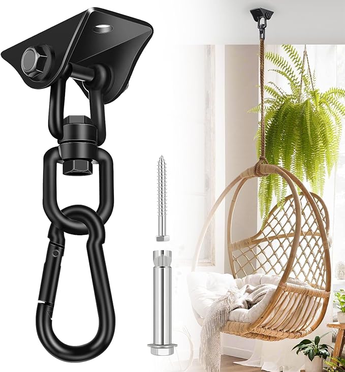 Hammock Hanging Kit, Porch Swing Hanging Kit 1200 Lb Capacity, Hammock Ceiling Hooks Heavy Duty 360°Rotating Hanging Swing Chair Hardware for Hammock Chair Stand, Porch, Yoga, Gym