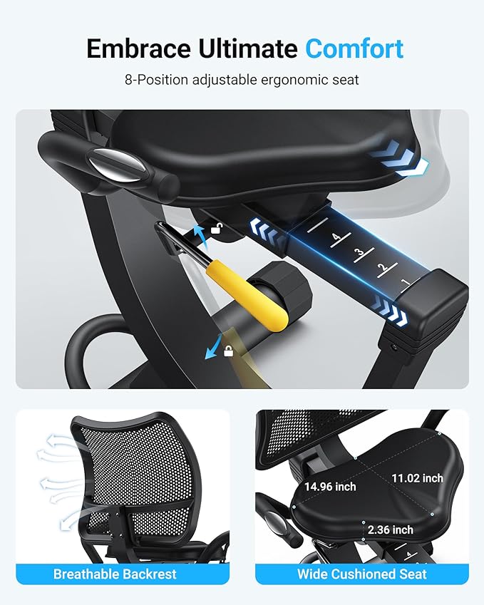 MERACH Recumbent Exercise Bikes for home, Light Commercial High-end Recumbent Bike for Seniors Adults, Magnetic Recumbent Exercise Bike with Smart Bluetooth and Exclusive App, LCD, Heart Rate Handle