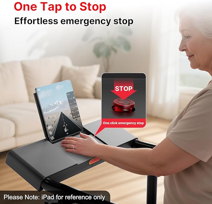 Yesoul Walking Treadmill for Seniors with Long Handrails – 4 Major Safety Protections, Emergency Stop Button, Treadmill for Home 300 lbs Capacity, Recovery Walking Machine with LED Display