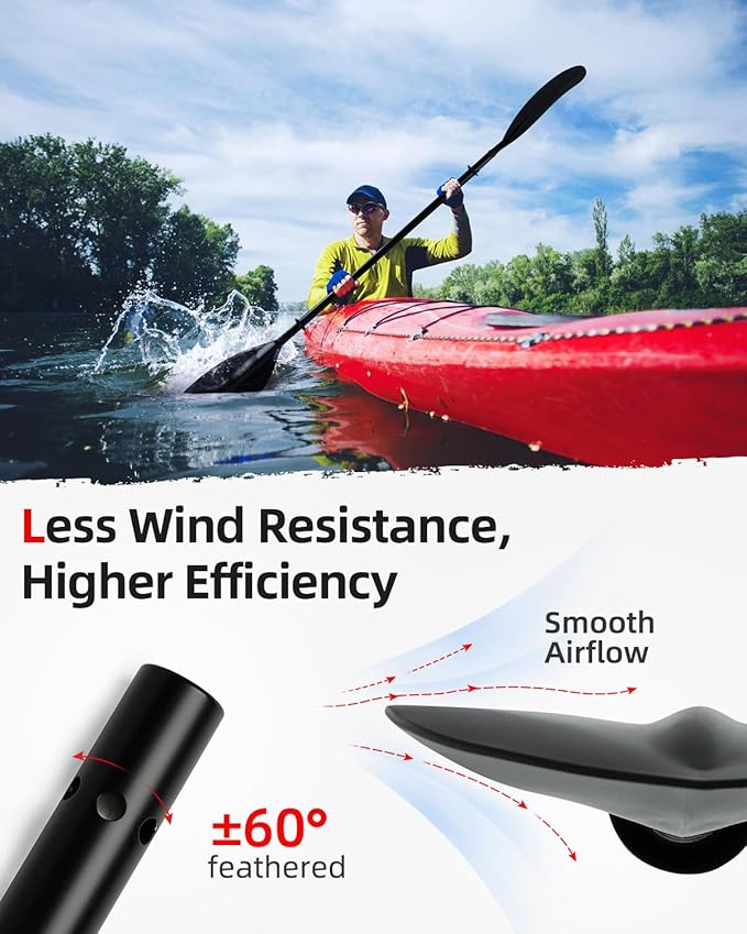 Abahub Adjustable Kayak Paddle 210-230 cm/ 230-250 cm Floating Kayaking Oars Boating Oars Canoeing Oars Black