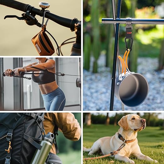 KINLINK 1 Pack Black Carabiner Clip, 5.5 inch Heavy Duty Spring Snap Hook, Large Caribeener Clips for Camping, Swing Set, Hammock, Hiking, Travel, Weight Lifting Machine, Home Gym Equipment