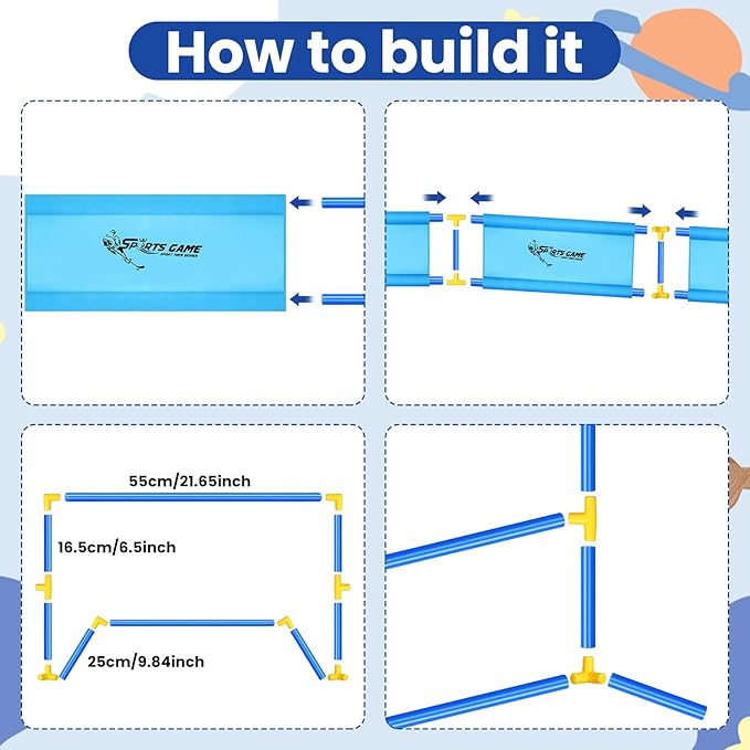 2-in-1 Knee Ice Hockey Set Rink Soccer Ball Indoor Mini Goals Set Include 2 Knee Hockey Sticks, 2 Goals, 12 Side Panels and an Inflatable Soccer Ball