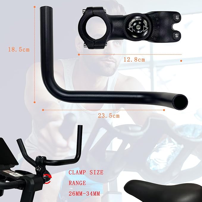 Handlebar Extender for Peloton Indoor Exercise Bikes, 1 Pair of Ultimate Handlebar Extension of Peloton Accessories (Sheep-horn (with Blue Tapes & Grips))