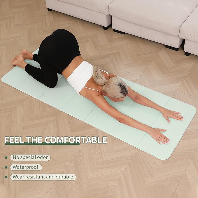 Foldable Yoga Mat - 10mm Extra Thick, 75"26" Non-Slip Exercise Fitness Mat | SGS Eco-Certified, Portable for Yoga/Pilates/Studio/Home Workout