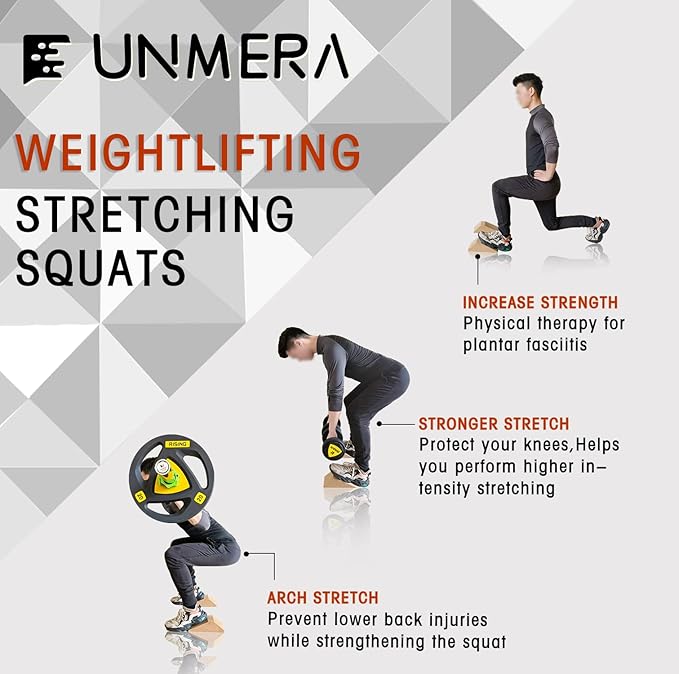 UNMERA Squat Wedge Block 2PCS Non Slip Professional Ramp, Platform for Heel Elevated Squats and Calf Raises
