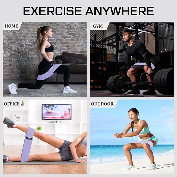 12 Pcs Fabric Resistance Bands for Working Out Booty Workout Stretch Exercise Bands Non Slip for Legs Squat Resistance Loop for Women Men Starter Butt Hip Thigh Fitness