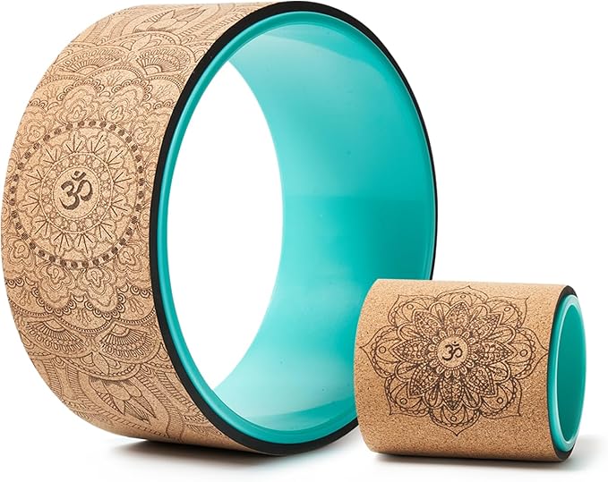 Yoga Wheel for Stretching & Flexibility to Help Back Aches & Tension, Deep Tissue Muscle Massage. Back Roller Wheel with Extra Cushion, Wider & Thickest Foam, Stretches and Strengthens Core Muscles