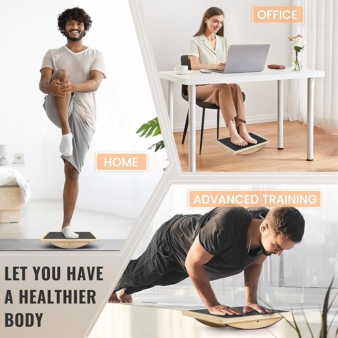Balance Board Professional Wobble Board for Adults Anti-Slip 350LBS Balance Boards for Physical Therapy Standing Desk Core Strength Wooden Balance Board Rocker Board