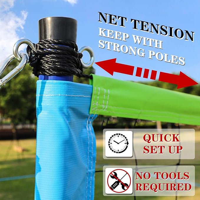 Volleyball Net Outdoor - Portable Volleyball Set for Backyard with Professional Volleyball Net, Wrap Yarn Volleyball and Pump, Boundary Line, Carry Bag